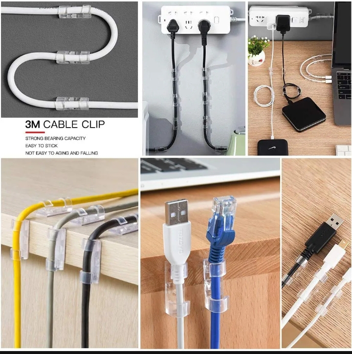 Self-Adhesive Transparent Cable Clip